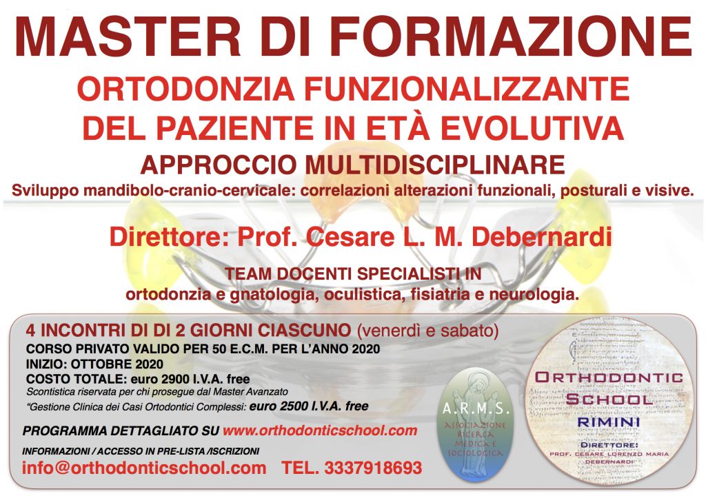 MASTER DI FORMAZIONE PRIVATO “Ortodonzia funzionalizzante del paziente in età evolutiva – approccio multidisciplinare”